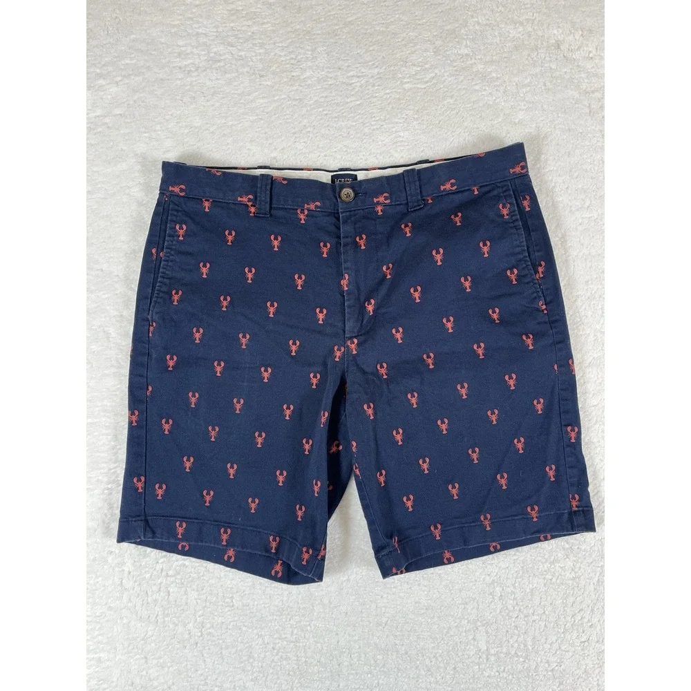 J. Crew Navy Blue Shorts with Red Lobster Print